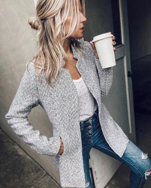 Nalera™ | Elegant Long Wool Blazer