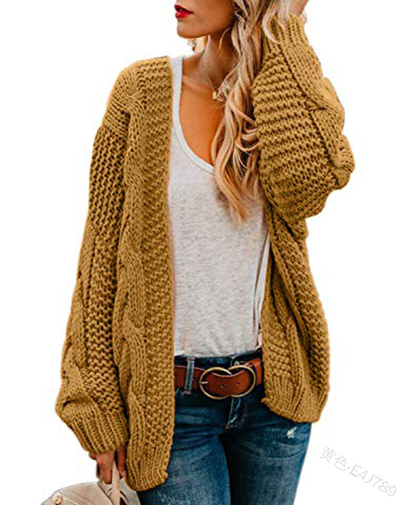 Karine™ | Cable-Knit Oversized Short Cardigan