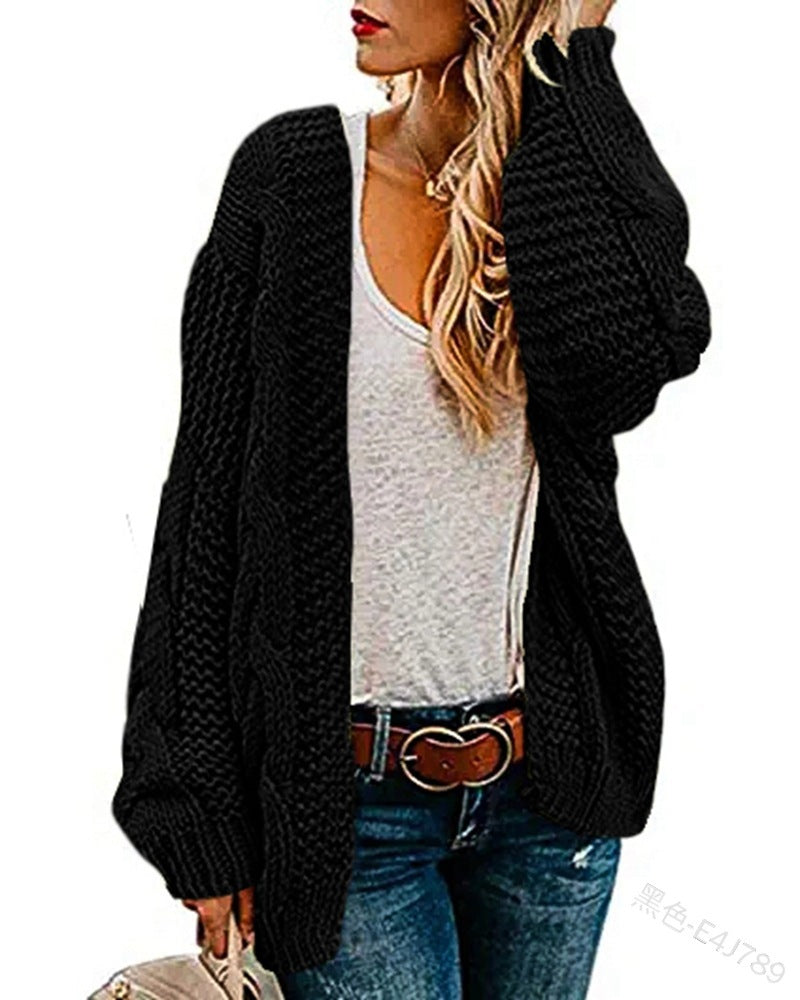 Karine™ | Cable-Knit Oversized Short Cardigan
