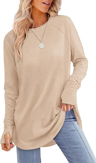 Filippa™ | Curved-Hem Raglan Long-Sleeve Top