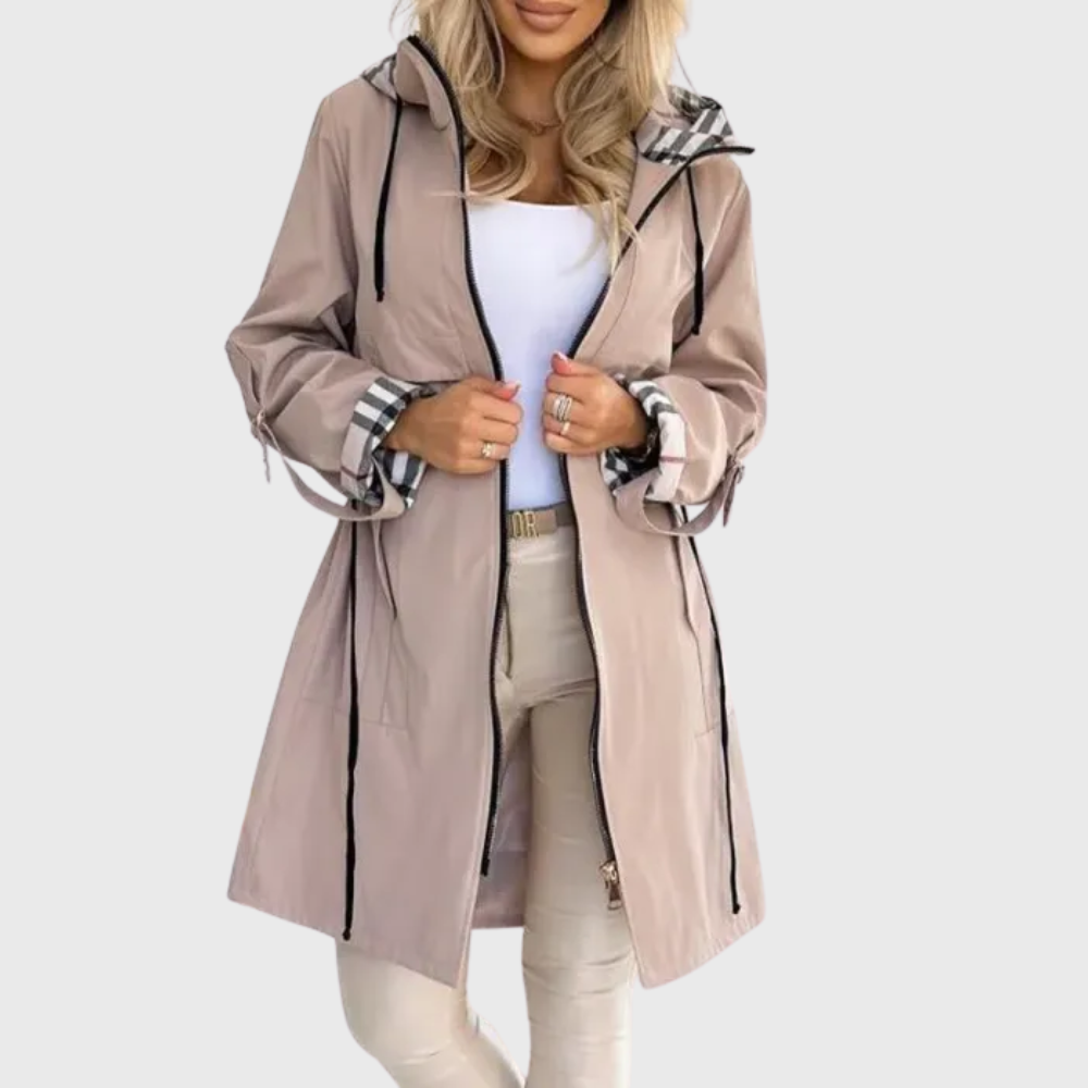 Rivka™ | Drawstring-Waist Zip-Front Hooded Parka Coat