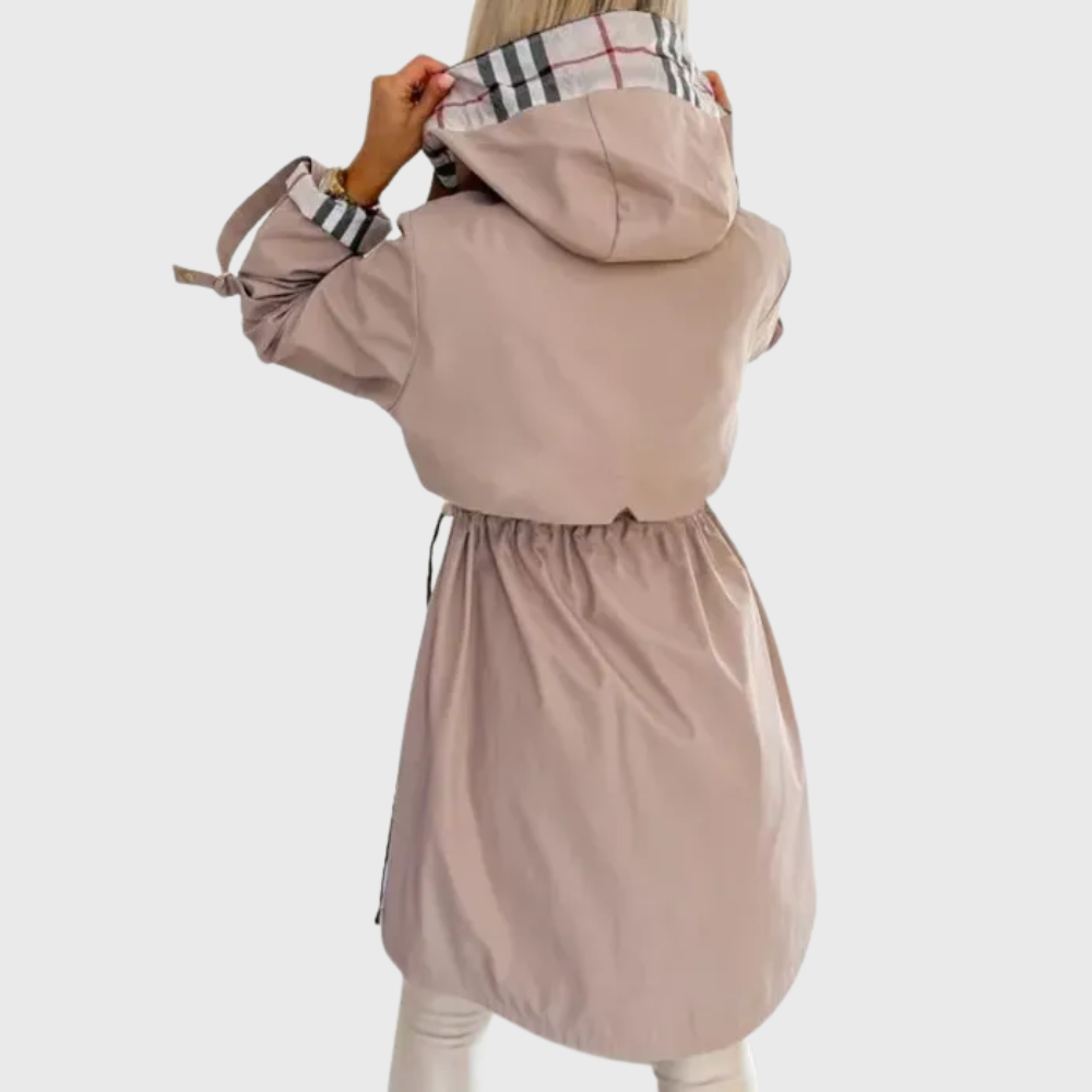 Rivka™ | Drawstring-Waist Zip-Front Hooded Parka Coat