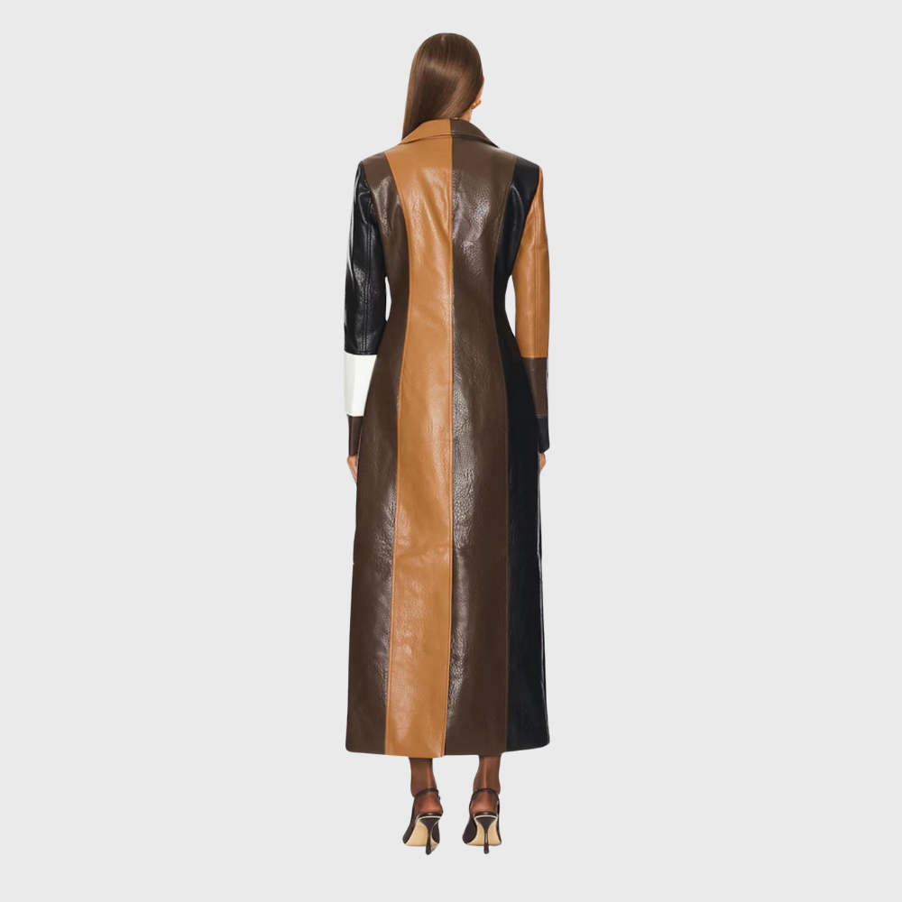 Elodie™ | Colorblock Notched-Lapel Longline Trench Coat