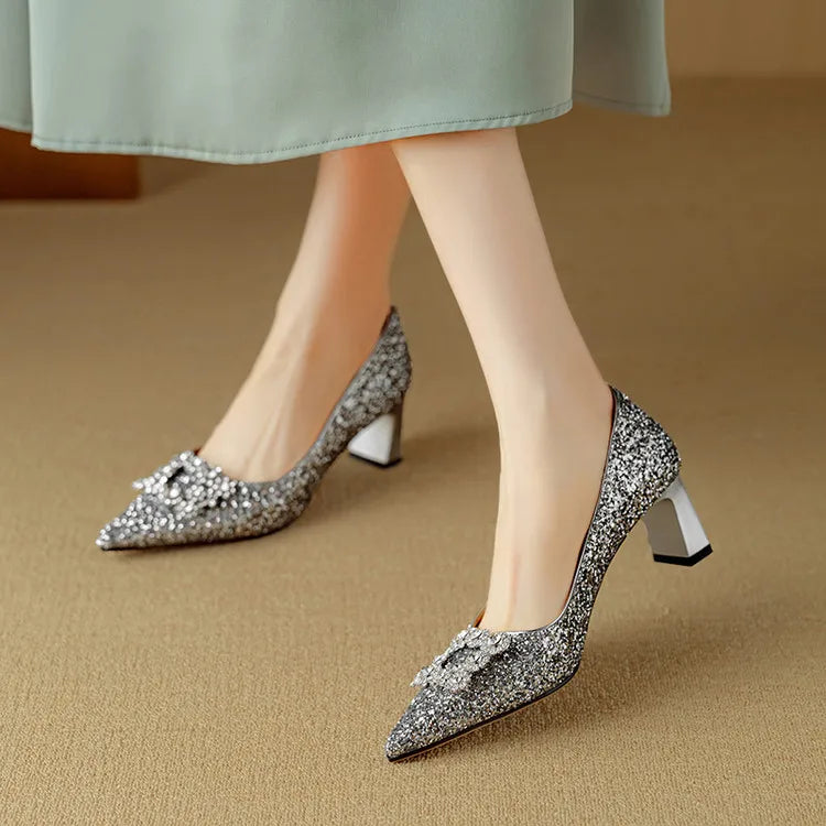 Gloria™ | Elegant Glitter Heels