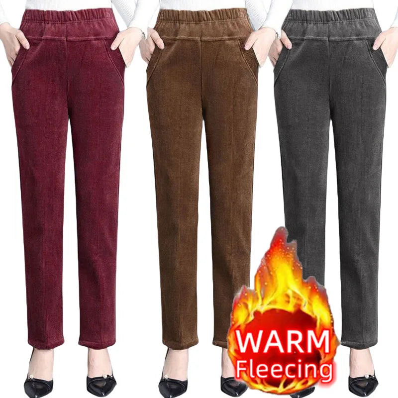 Emiliana™ | Thick Fleece-Lined Corduroy Straight Pants