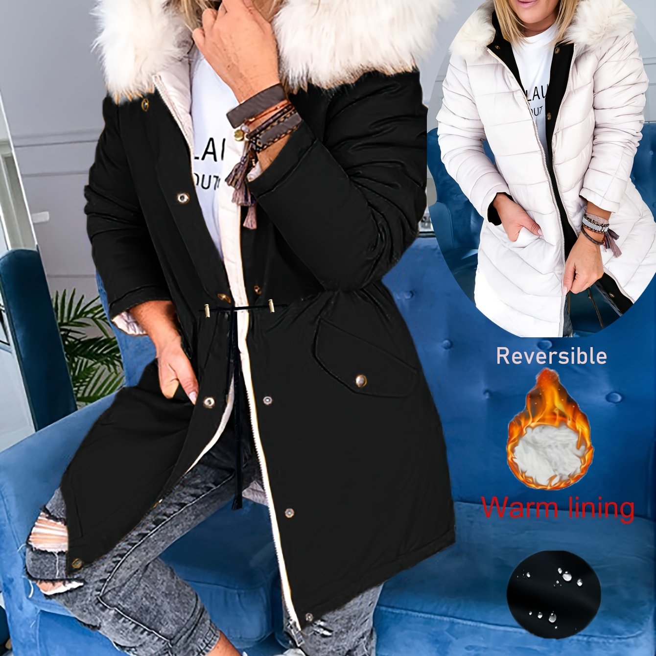 Olivia™ | Reversible Faux-Fur Hooded Parka Coat