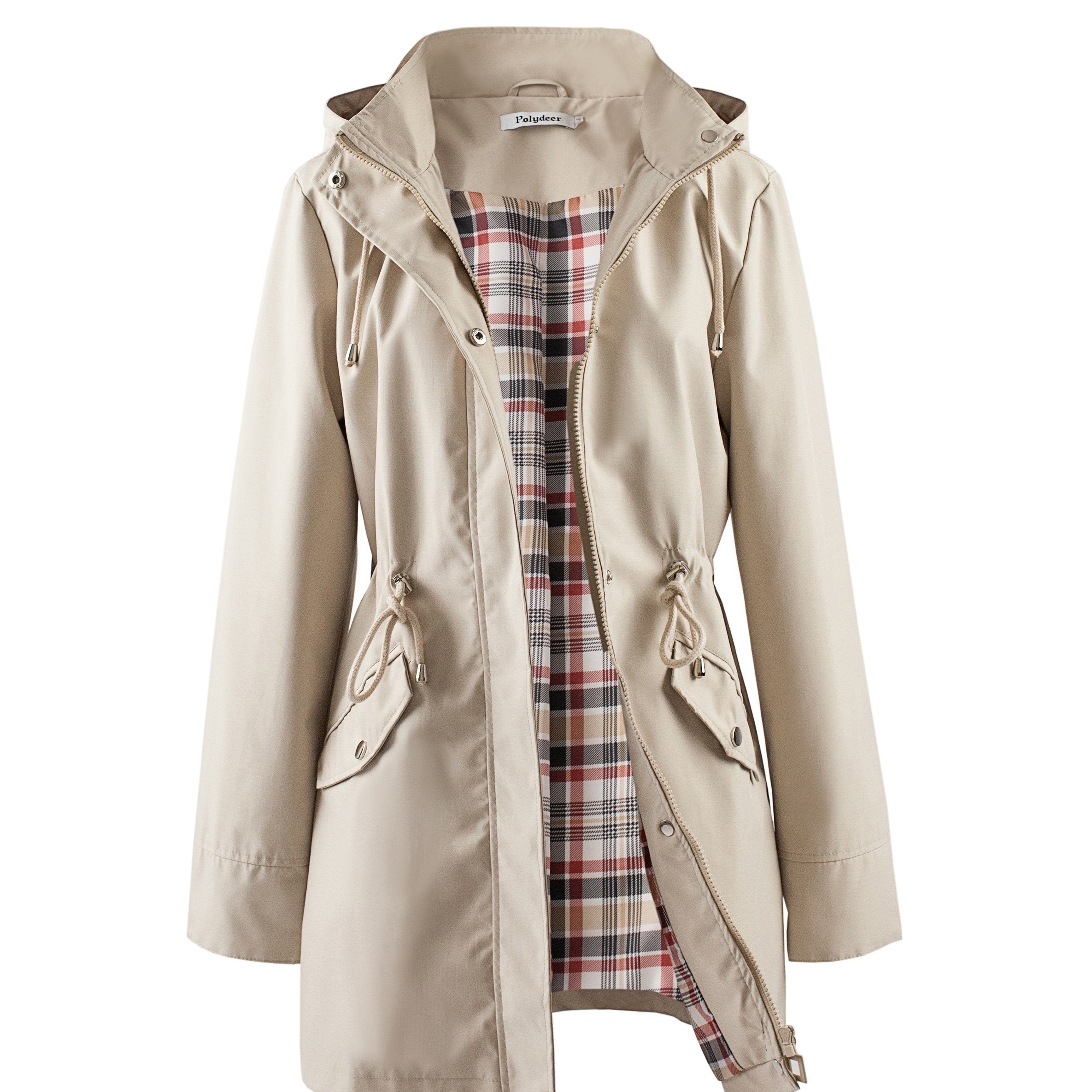Veronica™ | Plaid Lined Drawstring Waist Hooded Parka Jacket