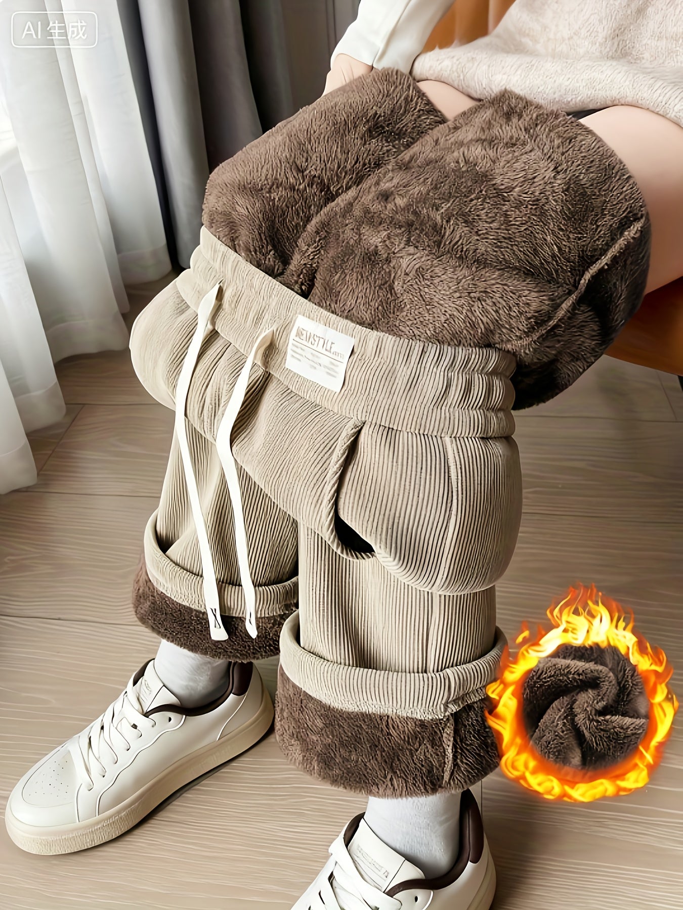 Cerelia™ | Fleece-Lined Corduroy Wide-Leg Lounge Pants