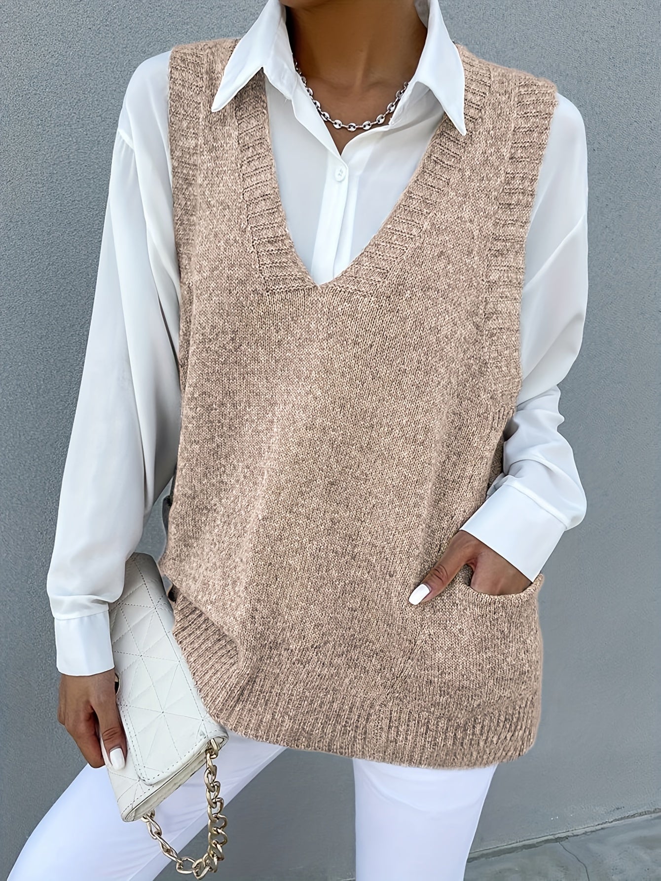 Melissa™ | Double-Fleece V-Neck sweater vest