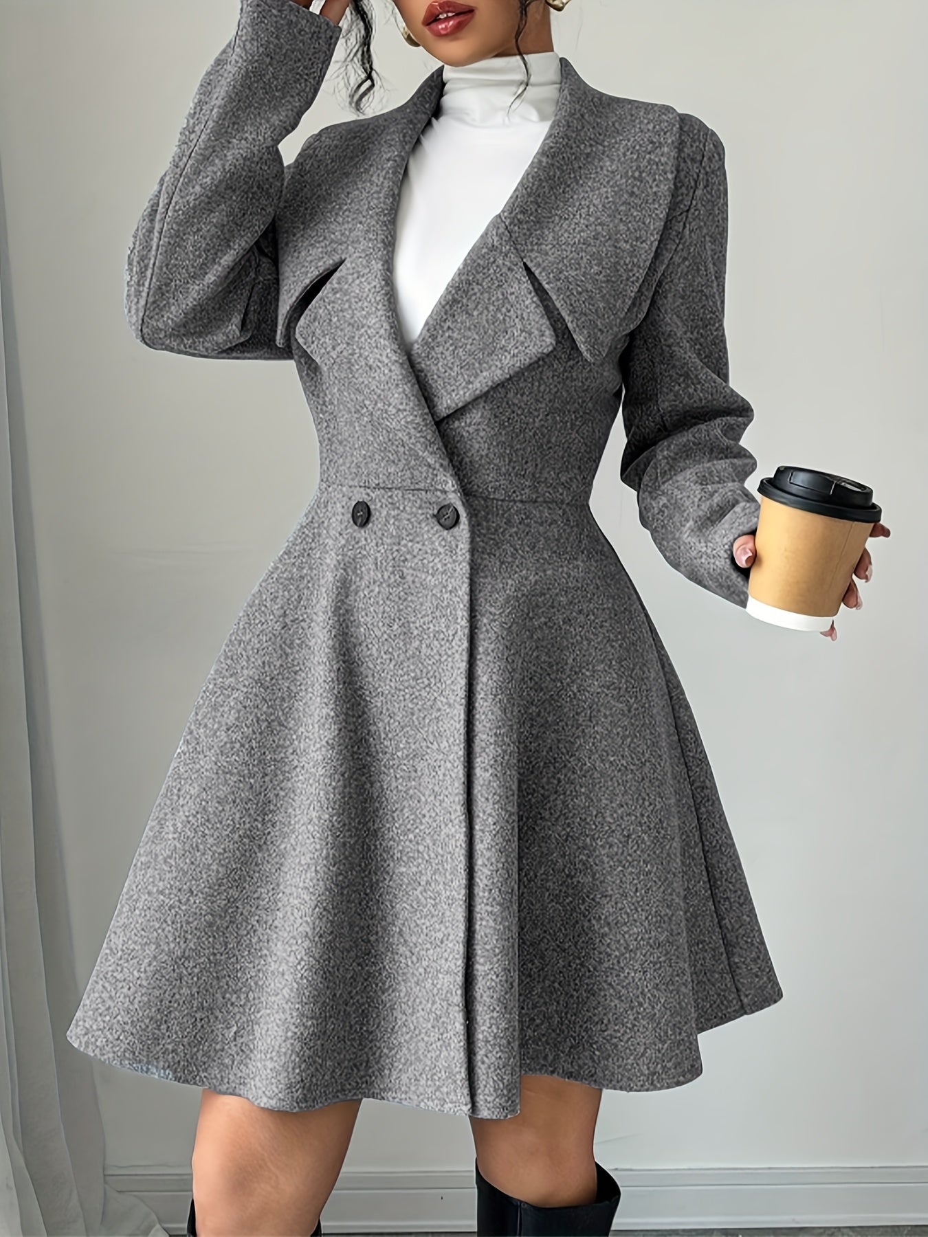 Talia™ | Waterfall Lapel A-Line Dress Coat