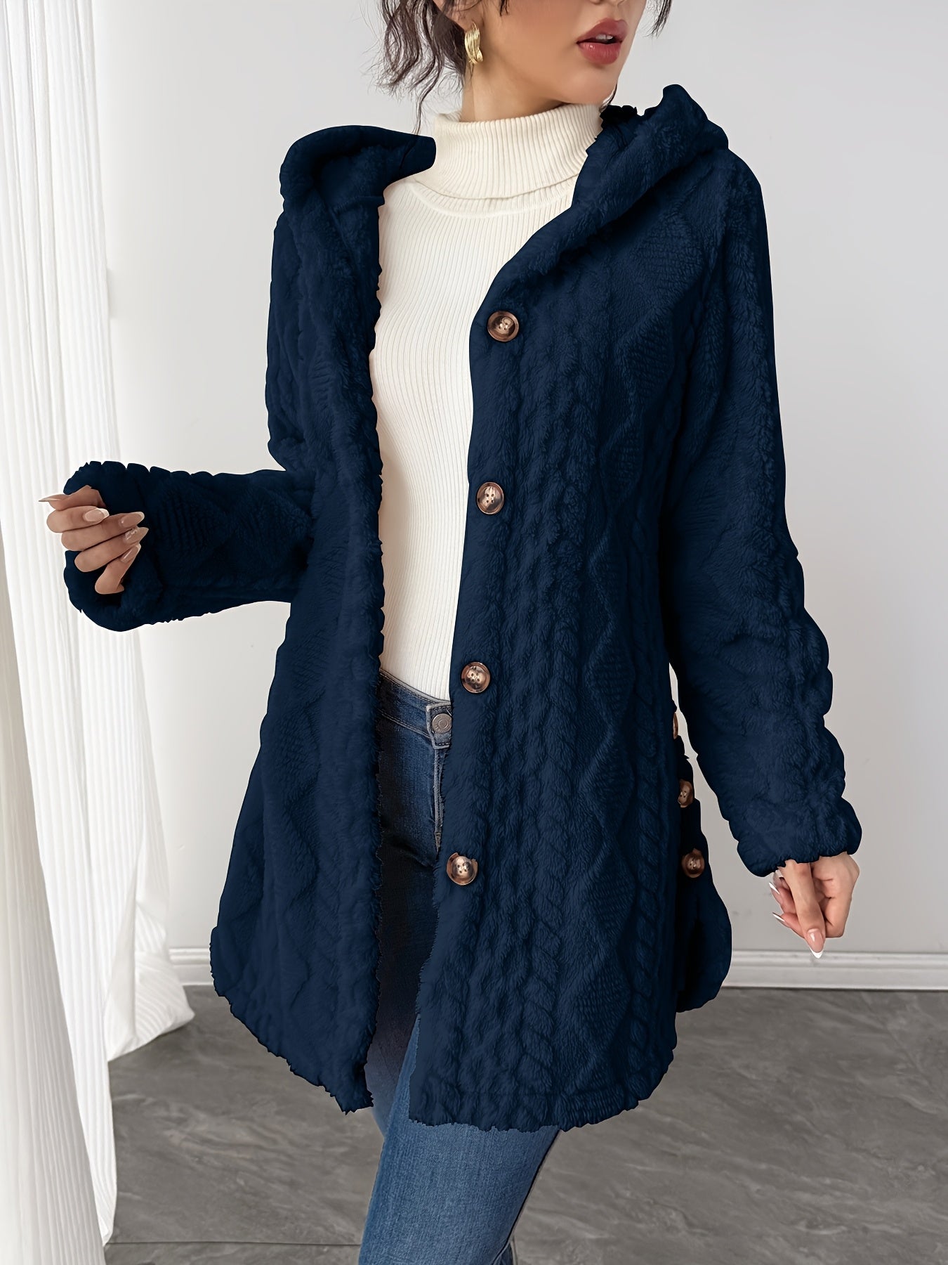 Alba™ | Cable-Knit Plush Hooded Cardigan