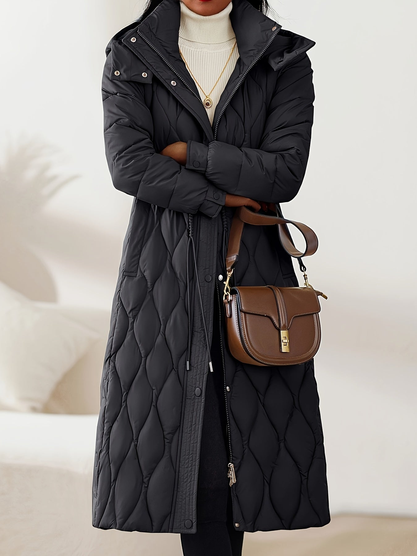Lila™ | Quilted Drawstring Longline Puffer Coat