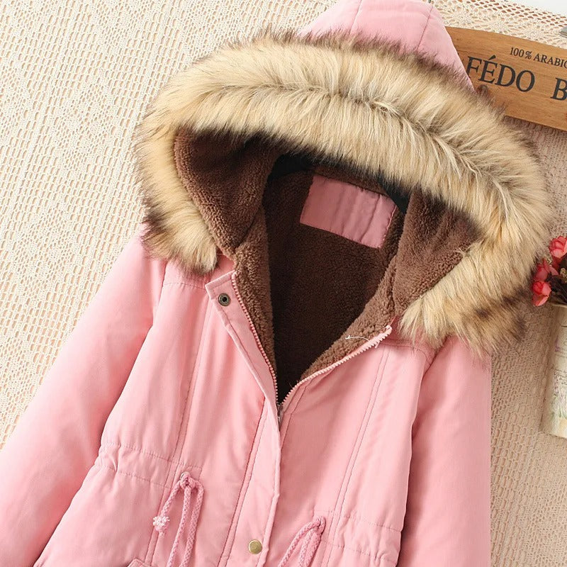 FERONA™ | Elegant Coat with Faux Fur Hood