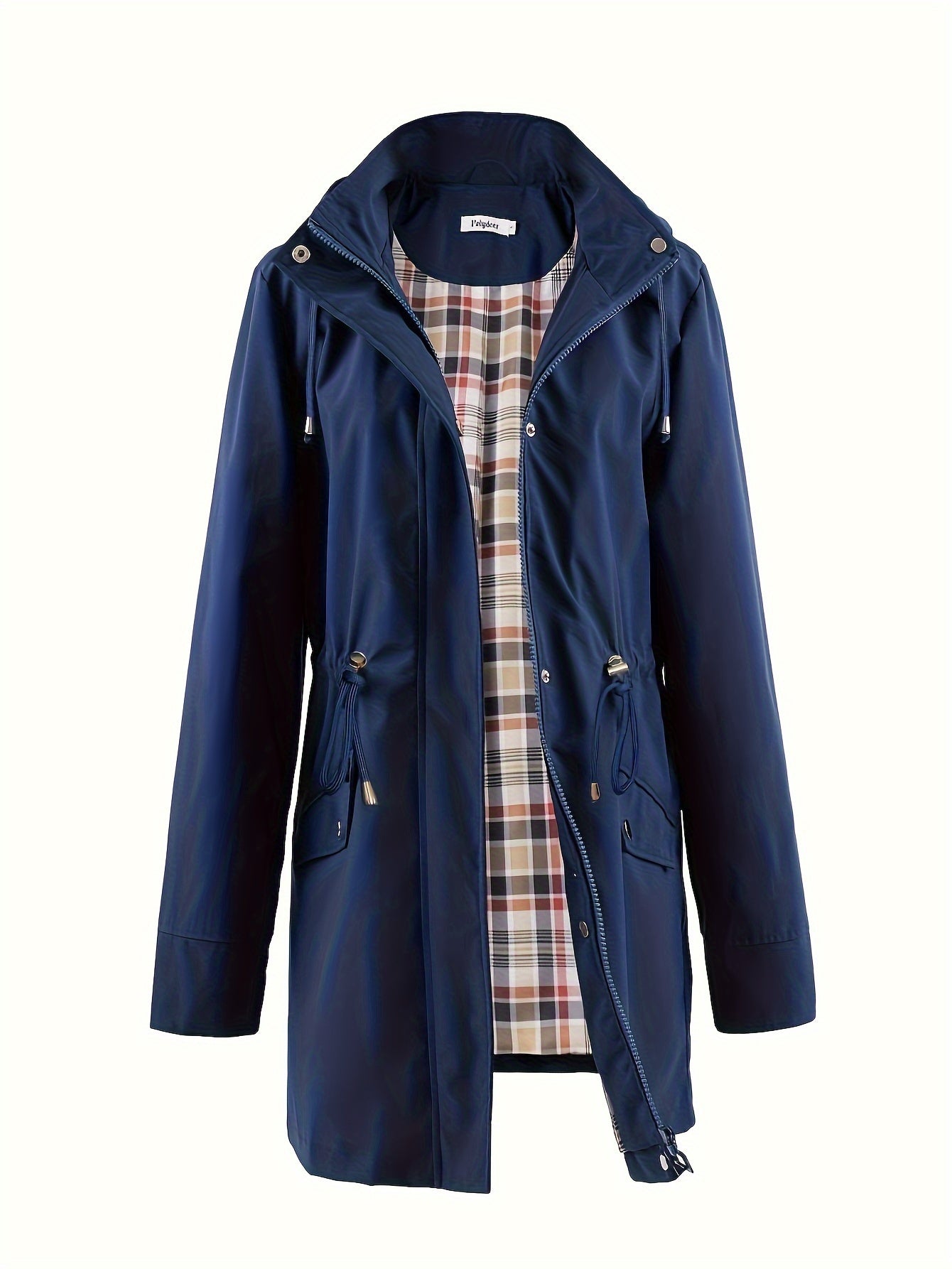 kouky™ | Waterproof Plaid-Lined Drawstring-Waist Parka Coat