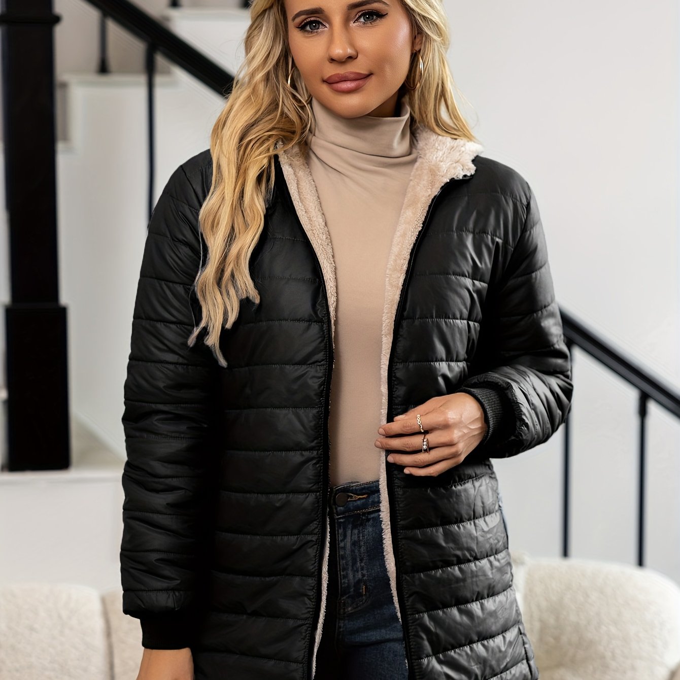 Sophia™ | Sherpa-Lined Quilted Puffer Jacket