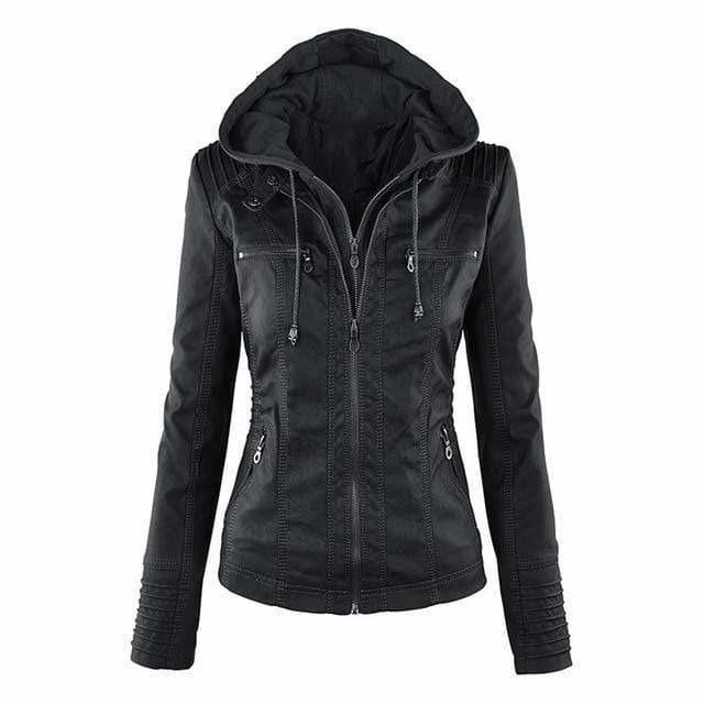 Bea™ | Elegant Hooded Jacket in Faux Leather