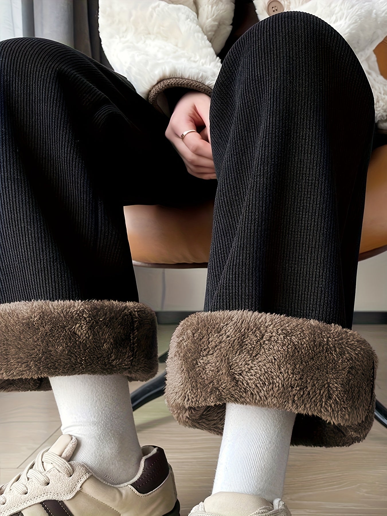 Cerelia™ | Fleece-Lined Corduroy Wide-Leg Lounge Pants