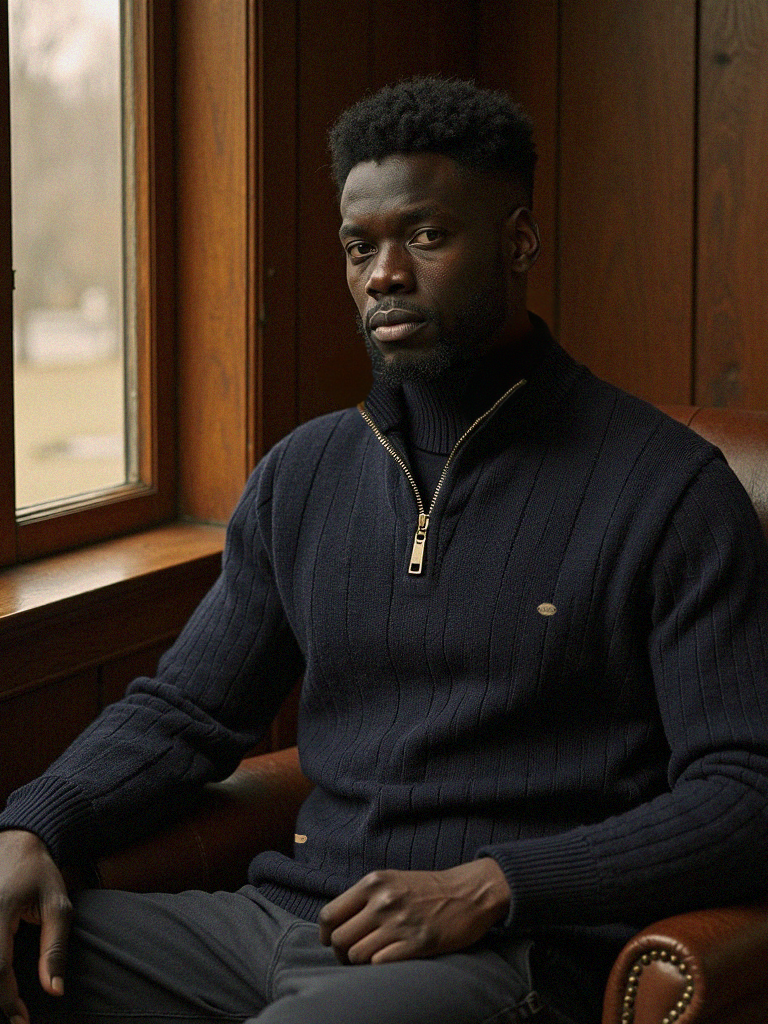 James™ | Ribbed Half-Zip Mock-Neck Sweater