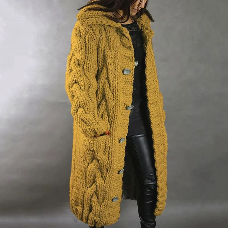 Solène™ | Long Braided Cardigan with Hood