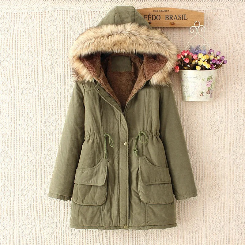 FERONA™ | Elegant Coat with Faux Fur Hood