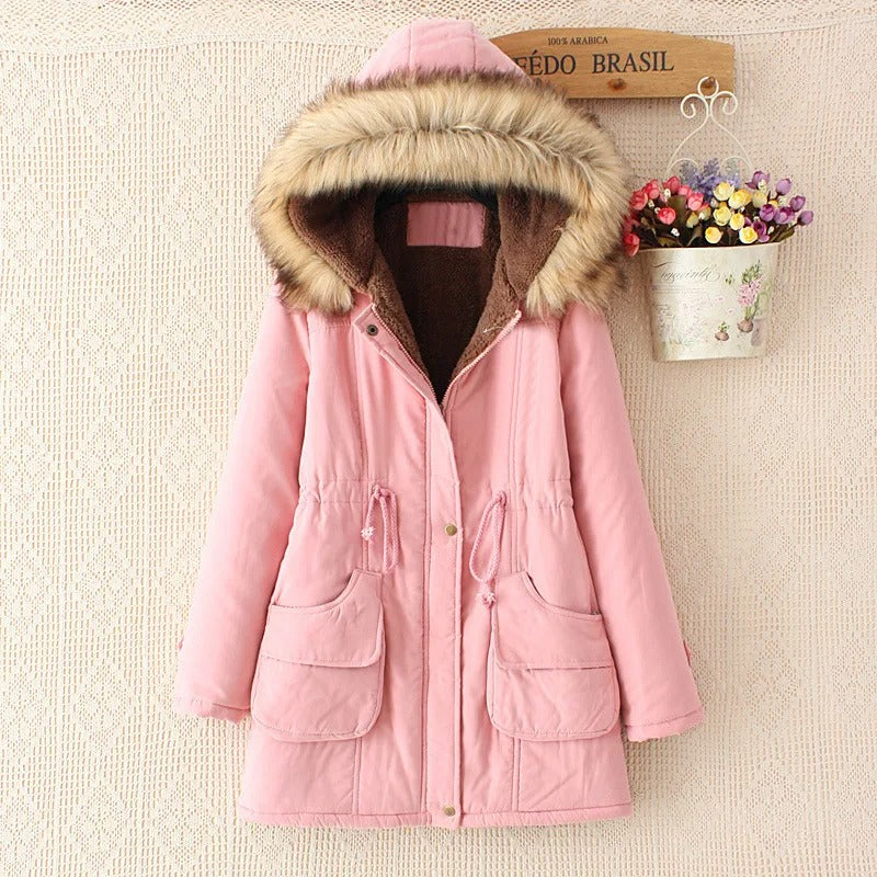 FERONA™ | Elegant Coat with Faux Fur Hood