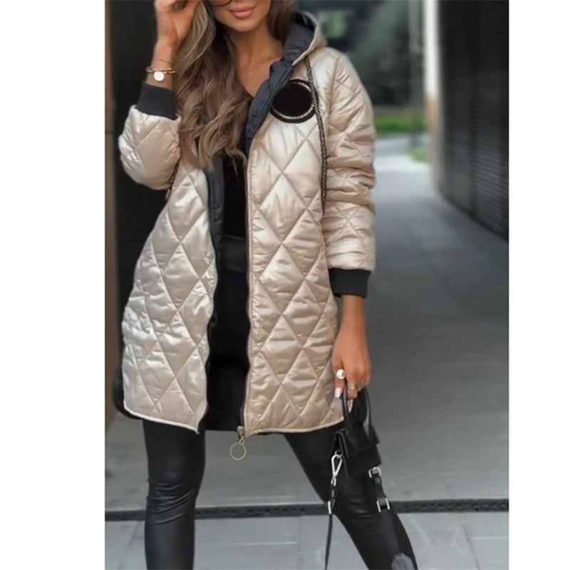 Elena™ | Quilted Winter Coat with Hood and Zipper