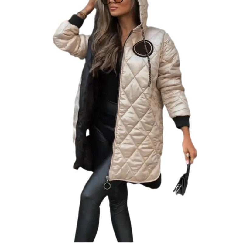 Elena™ | Quilted Winter Coat with Hood and Zipper