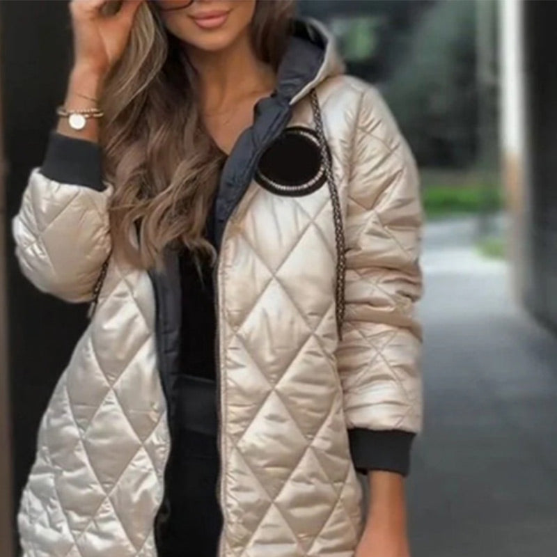 Elena™ | Quilted Winter Coat with Hood and Zipper